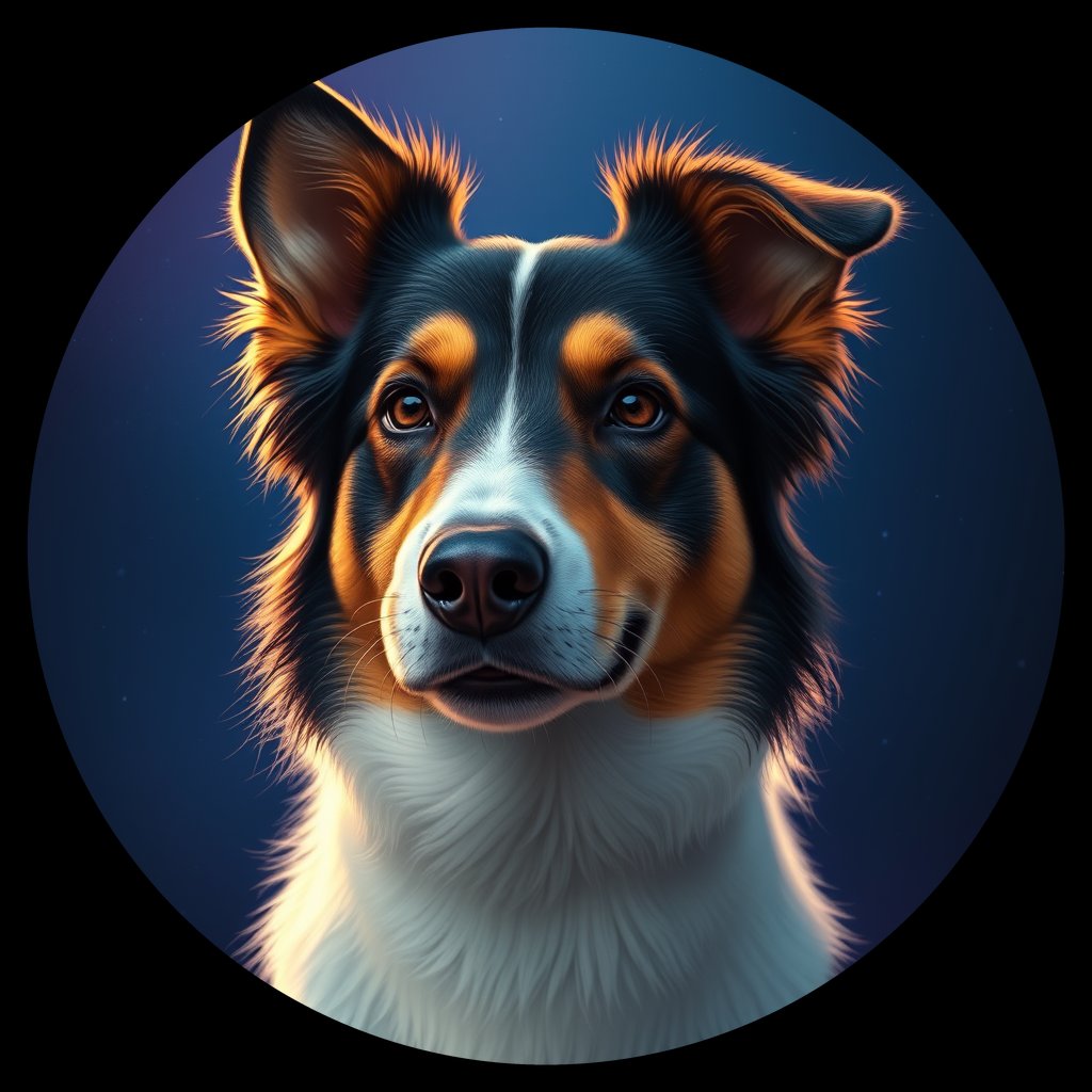 Cosmic medallion portrait of PFZ10E10_PFZ10E10, a Collie