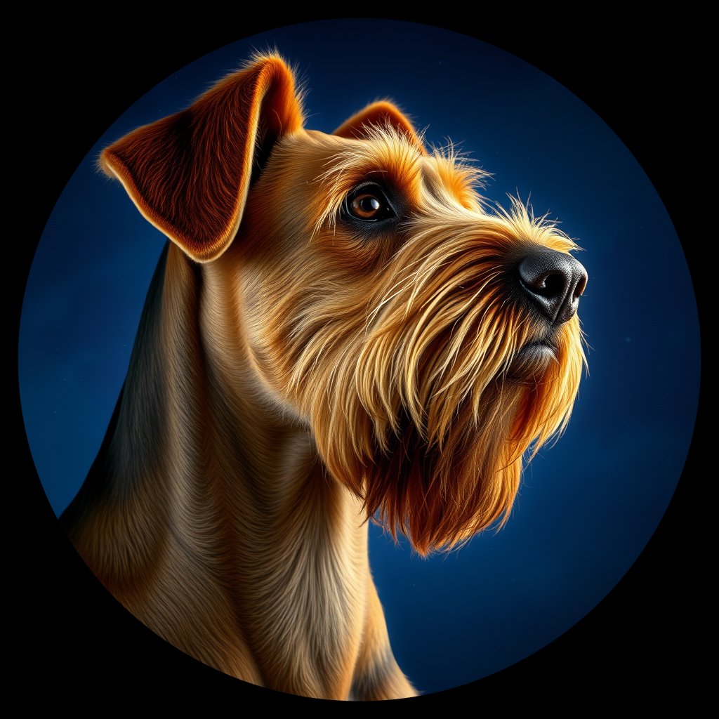 Cosmic medallion portrait of PFZ10E11_PFZ10E11, a Airedale Terrier