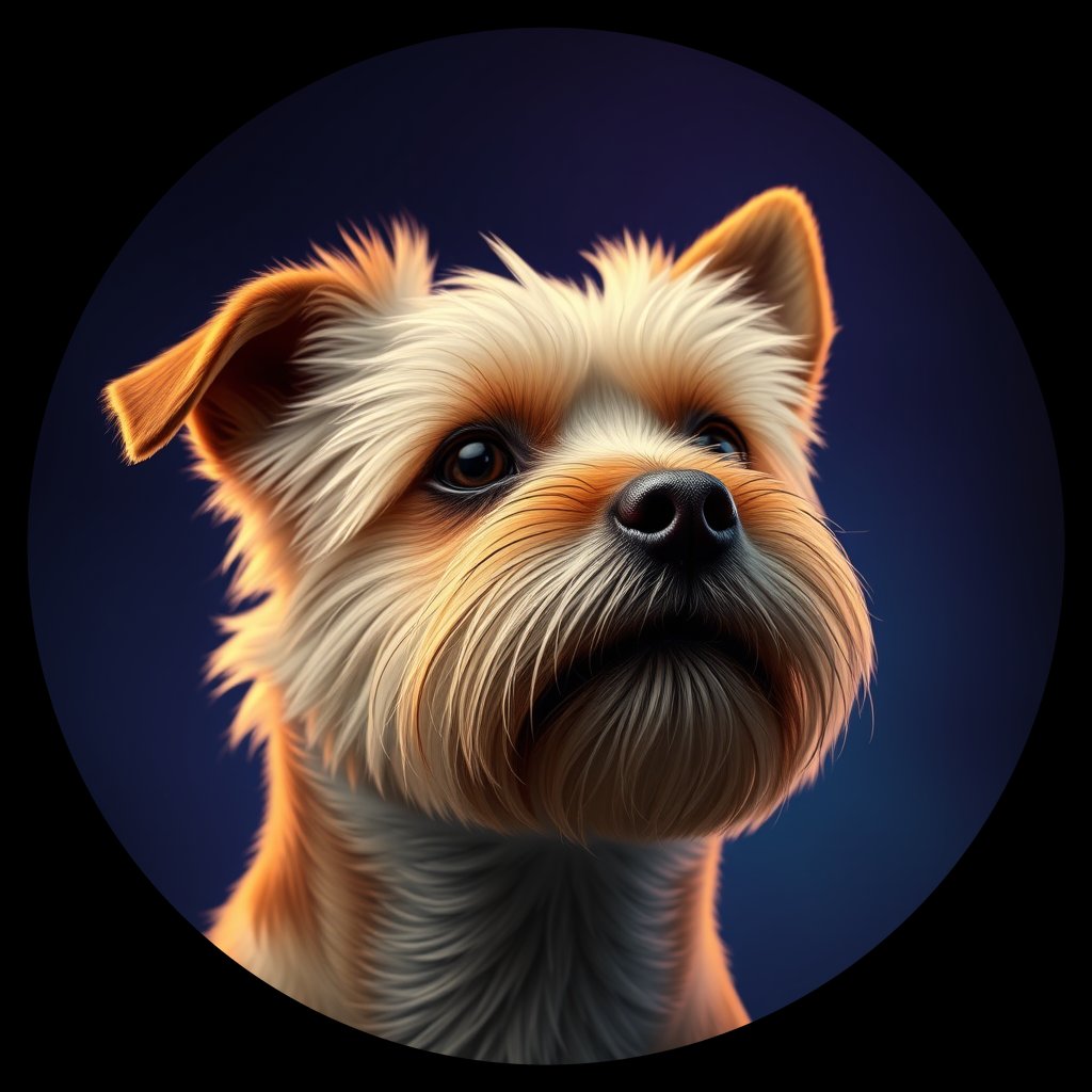 Cosmic medallion portrait of PFZ10E12_PFZ10E12, a Cairn Terrier