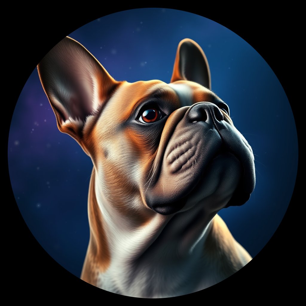 Cosmic medallion portrait of PFZ10F04_PFZ10F04, a French Bulldog