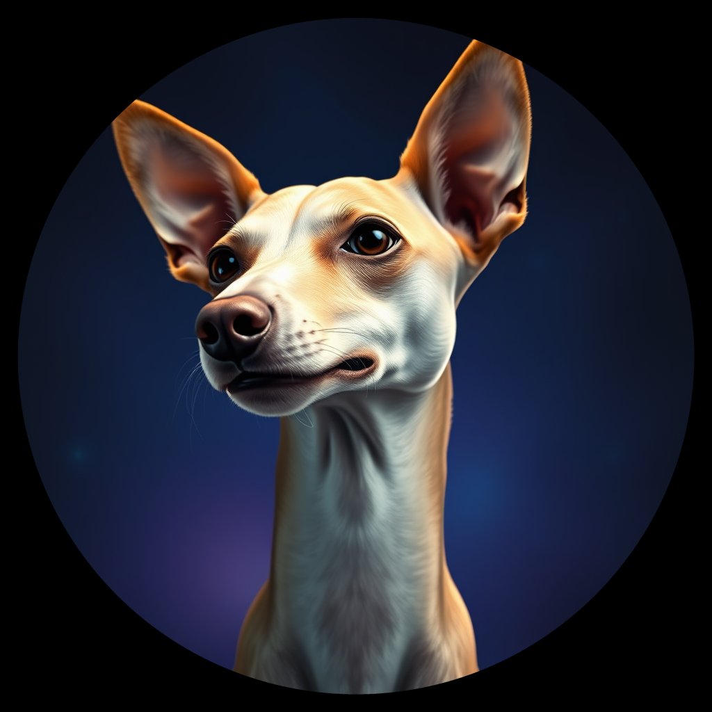 Cosmic medallion portrait of PFZ10F05_PFZ10F05, a Italian Greyhound