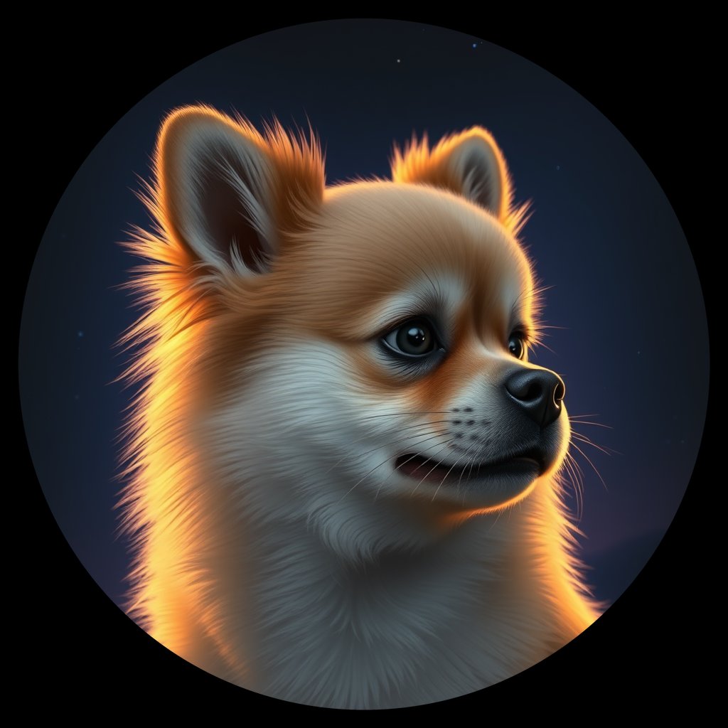 Cosmic medallion portrait of PFZ10F06_PFZ10F06, a Pomeranian