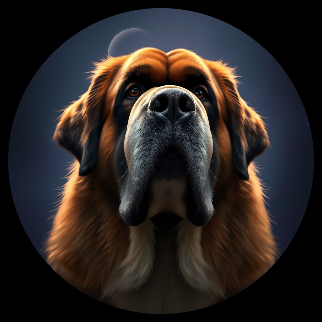 Cosmic medallion portrait of PFZ10F07_PFZ10F07, a Saint Bernard
