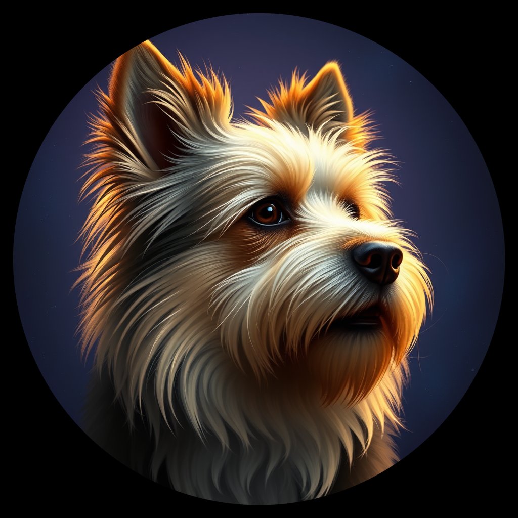 Cosmic medallion portrait of PFZ10F08_PFZ10F08, a Shetland Sheepdog