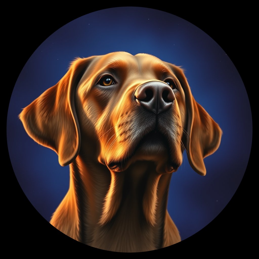 Cosmic medallion portrait of PFZ10F10_PFZ10F10, a Chesapeake Bay Retriever