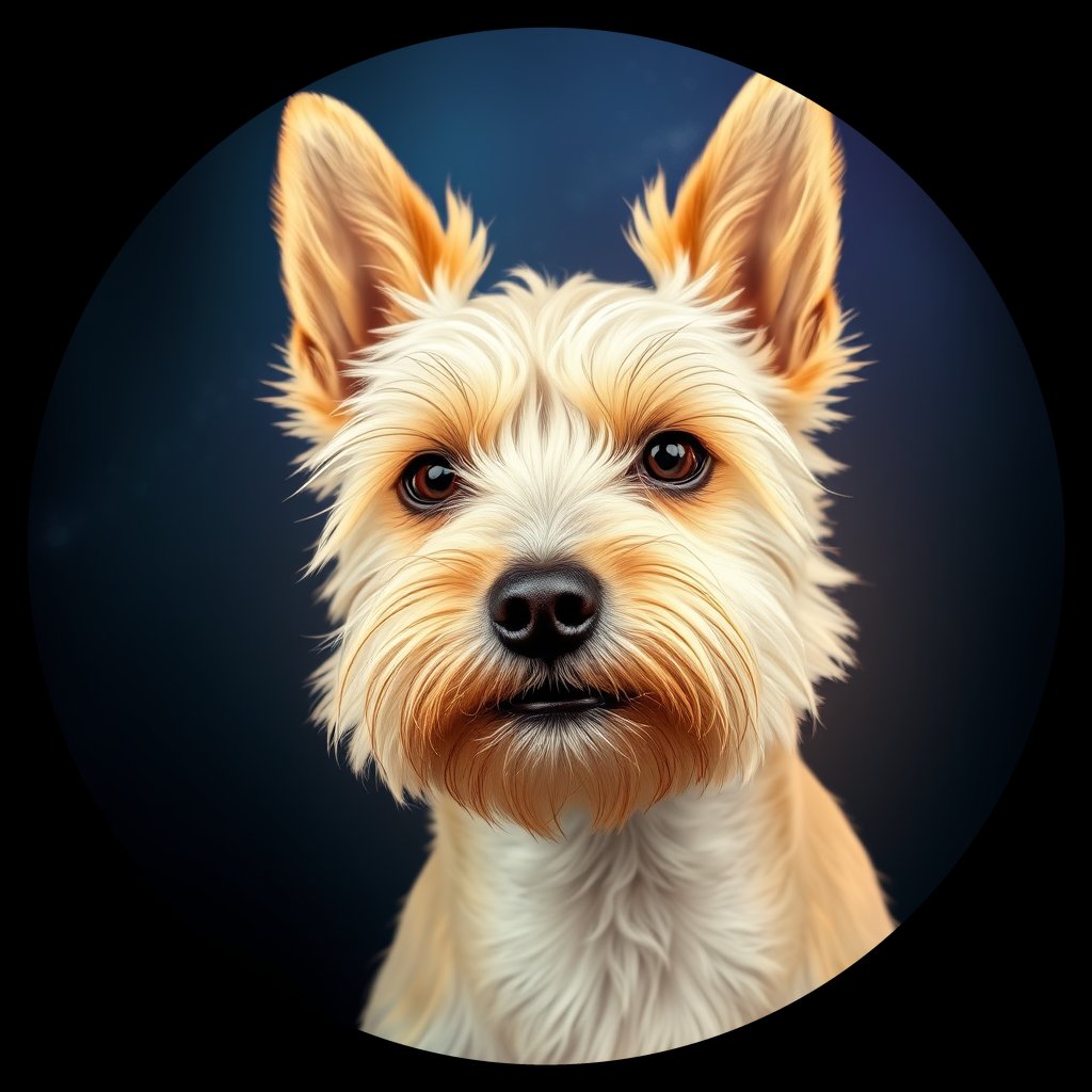Cosmic medallion portrait of PFZ10G02_PFZ10G02, a Cairn Terrier