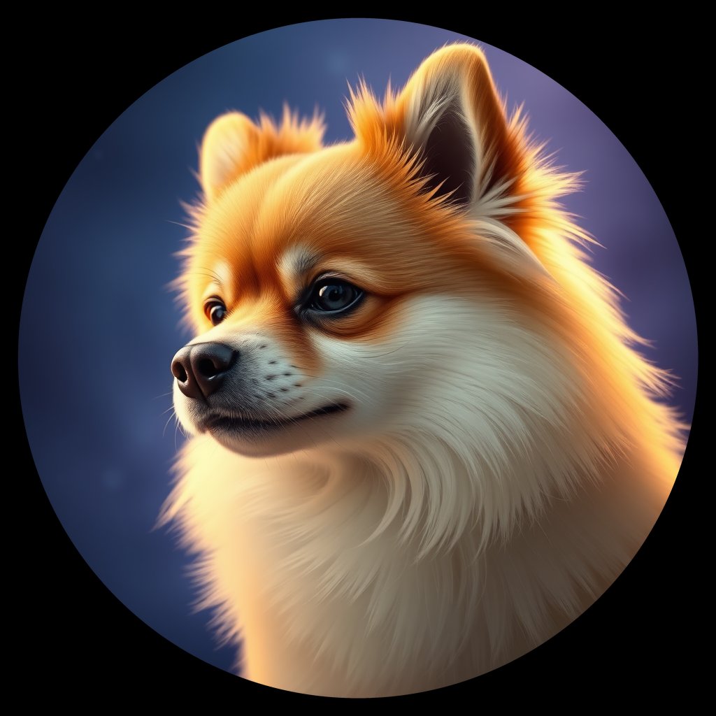 Cosmic medallion portrait of PFZ10G06_PFZ10G06, a Pomeranian
