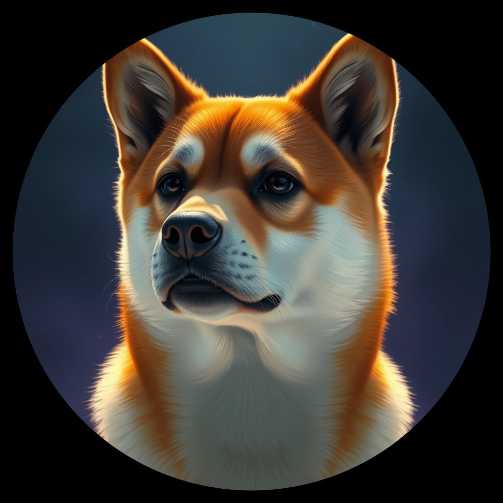 Cosmic medallion portrait of PFZ10G08_PFZ10G08, a Shiba Inu