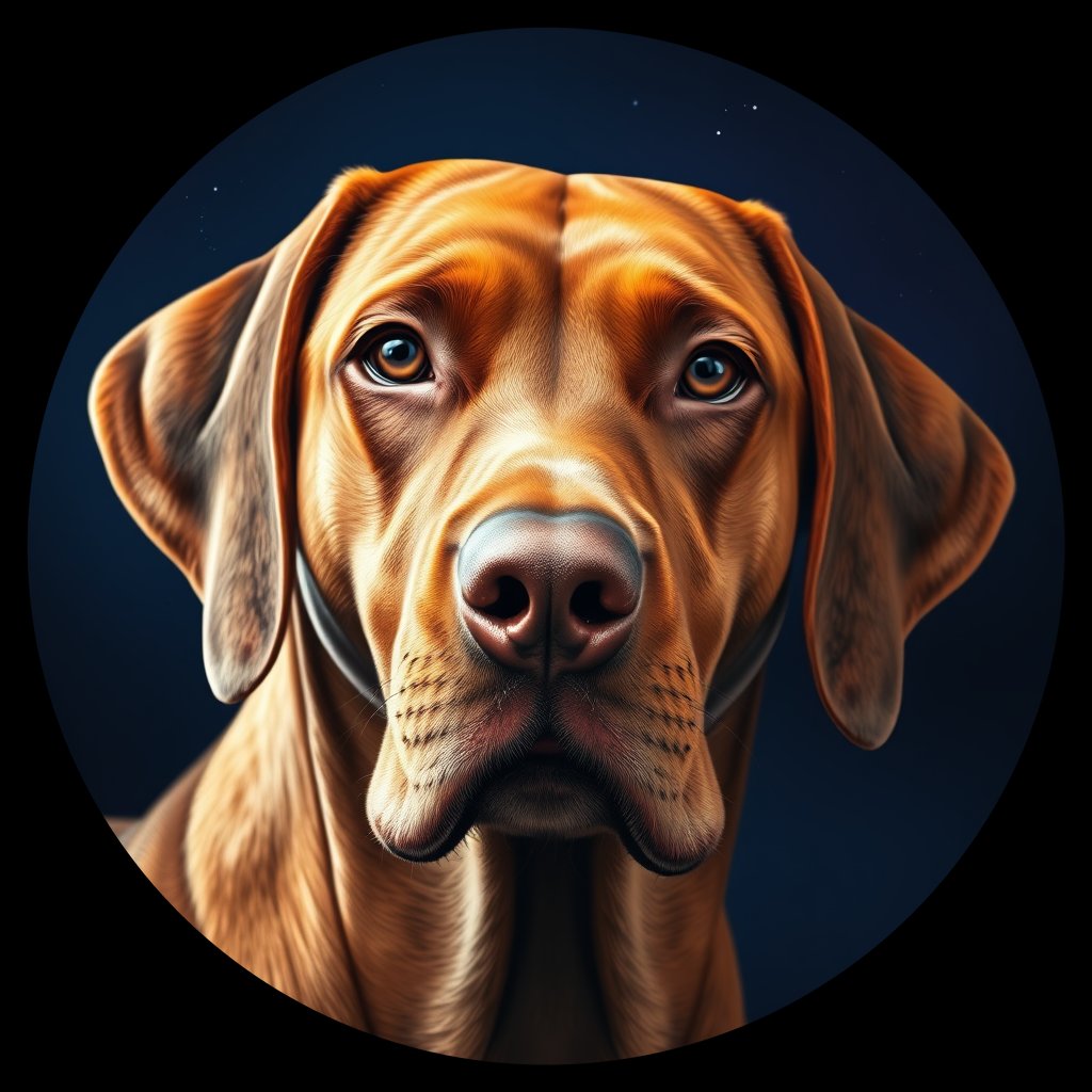 Cosmic medallion portrait of PFZ10G09_PFZ10G09, a Vizsla