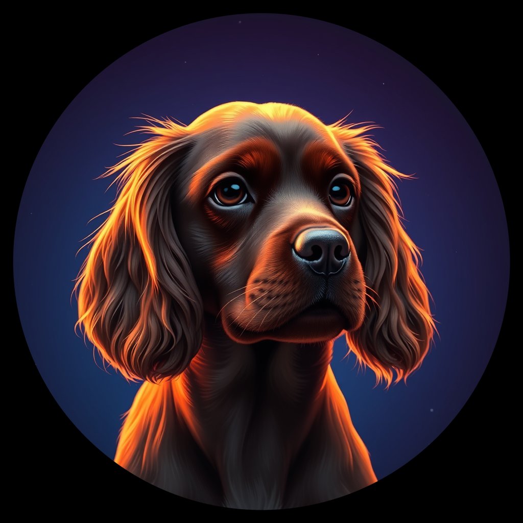 Cosmic medallion portrait of PFZ10G11_PFZ10G11, a English Cocker Spaniel