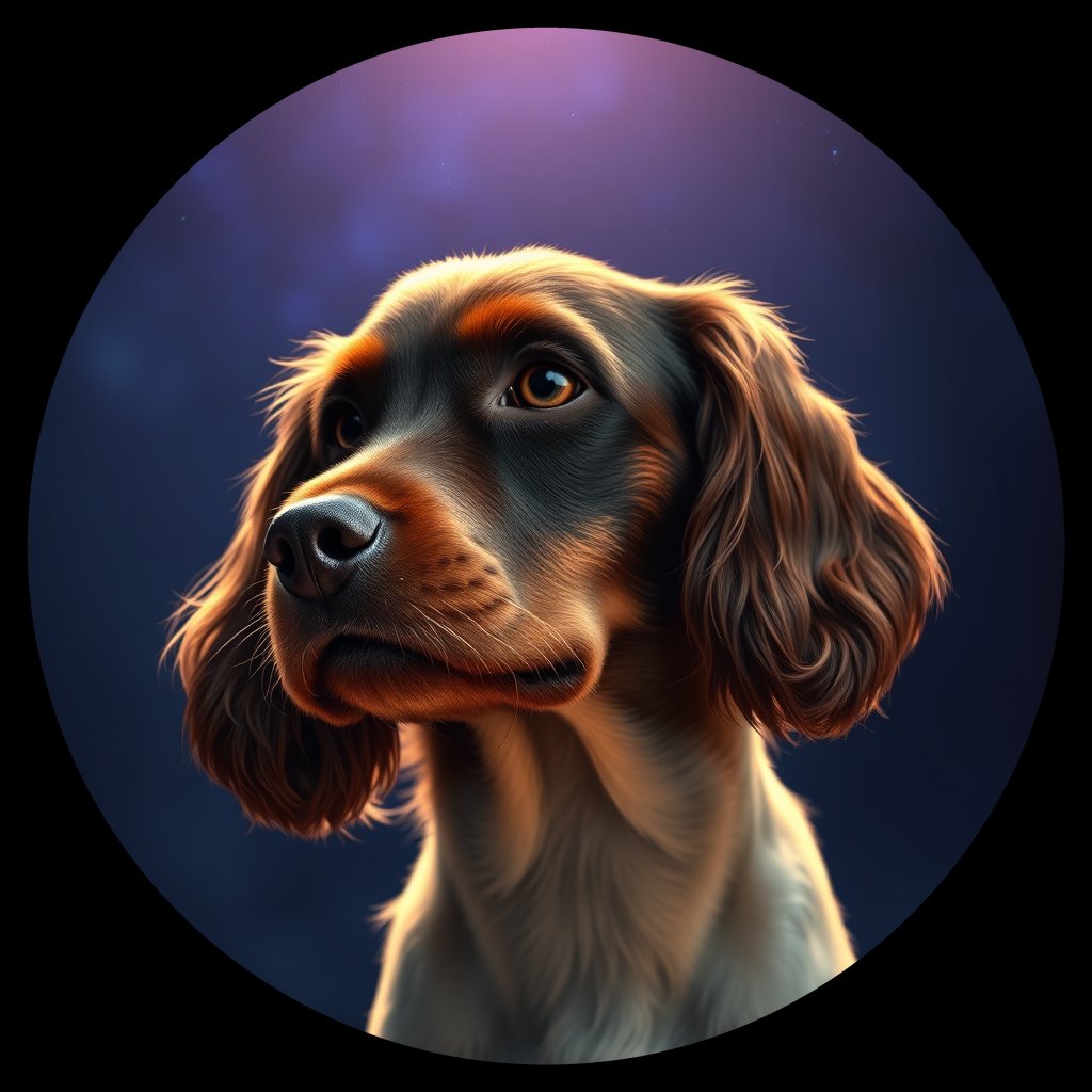 Cosmic medallion portrait of PFZ10G12_PFZ10G12, a English Cocker Spaniel