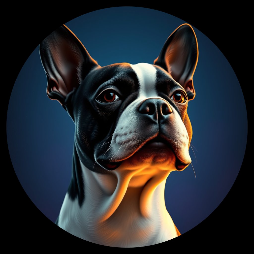 Cosmic medallion portrait of PFZ10H09_PFZ10H09, a Boston Terrier