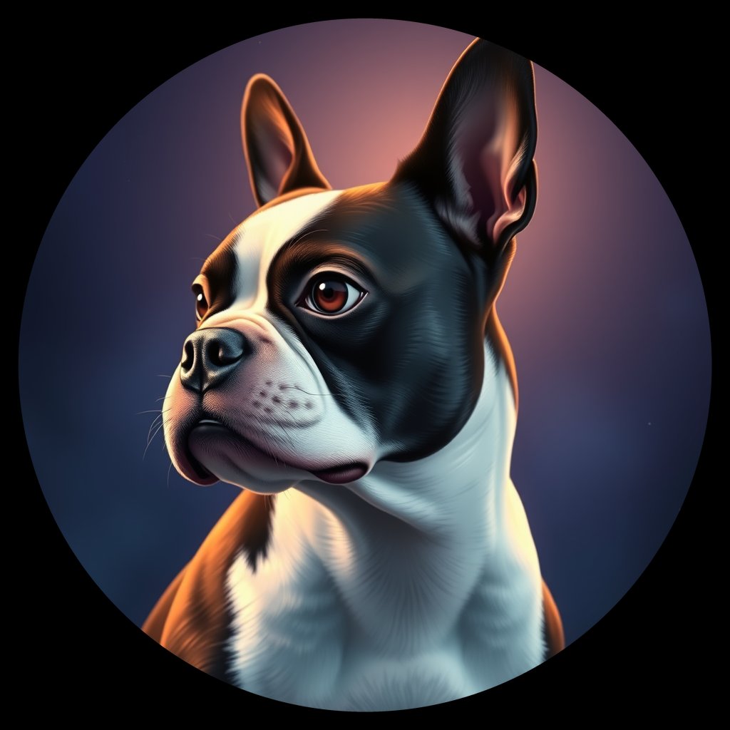 Cosmic medallion portrait of PFZ10H10_PFZ10H10, a Boston Terrier