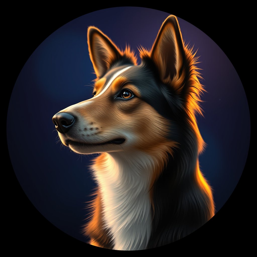 Cosmic medallion portrait of PFZ10H11_PFZ10H11, a Collie