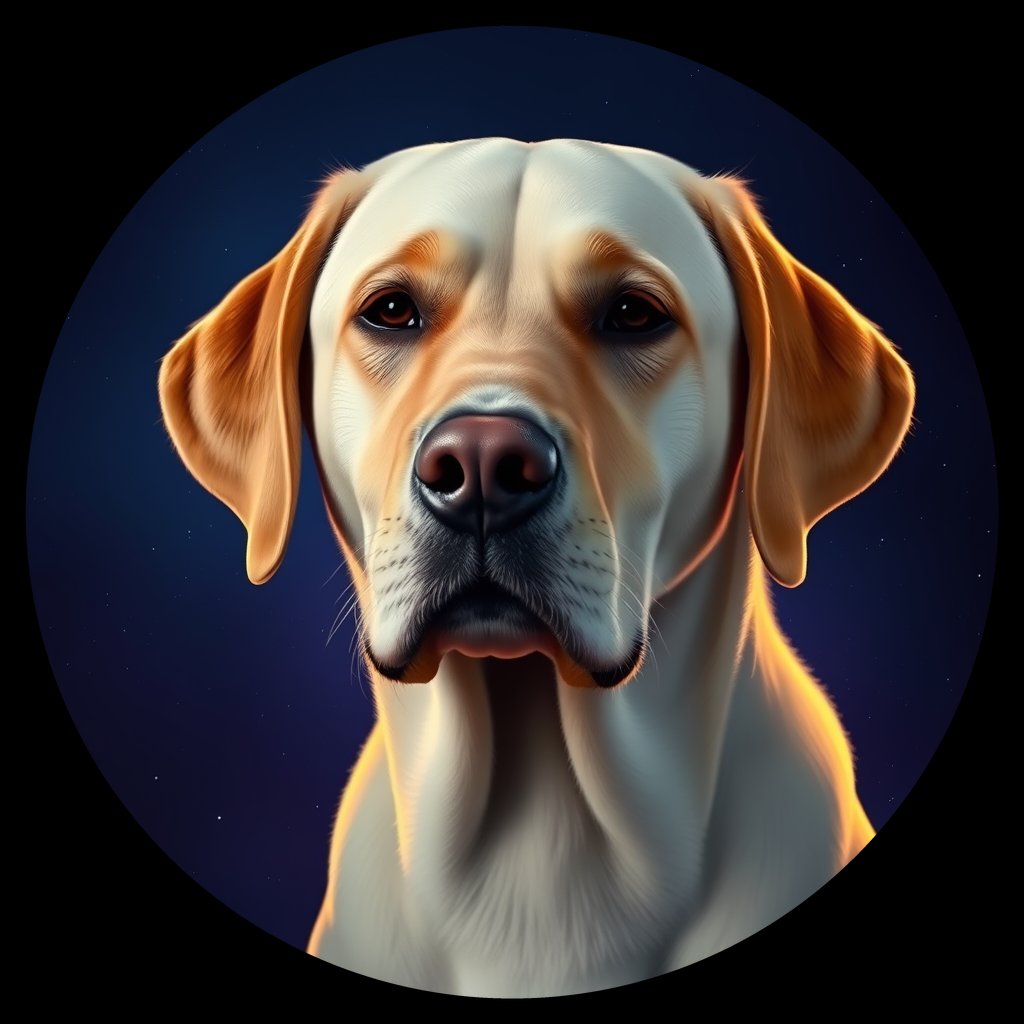 Cosmic medallion portrait of PFZ11A01_PFZ11A01, a Labrador Retriever