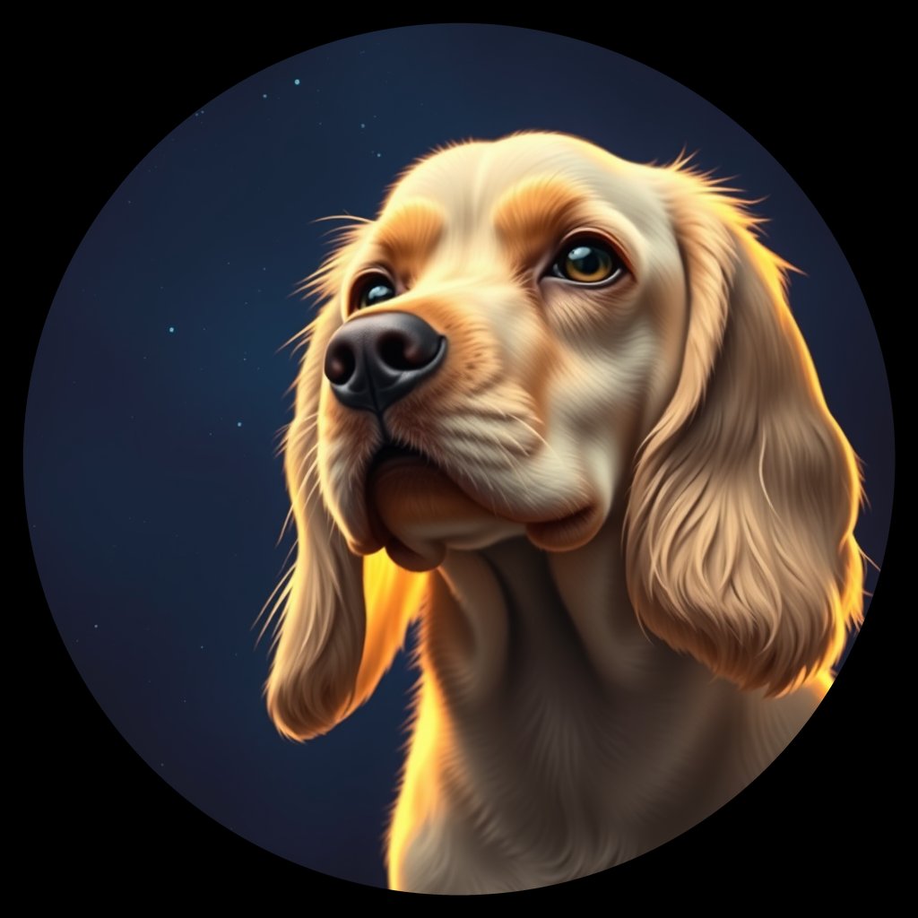 Cosmic medallion portrait of PFZ11A02_PFZ11A02, a English Cocker Spaniel