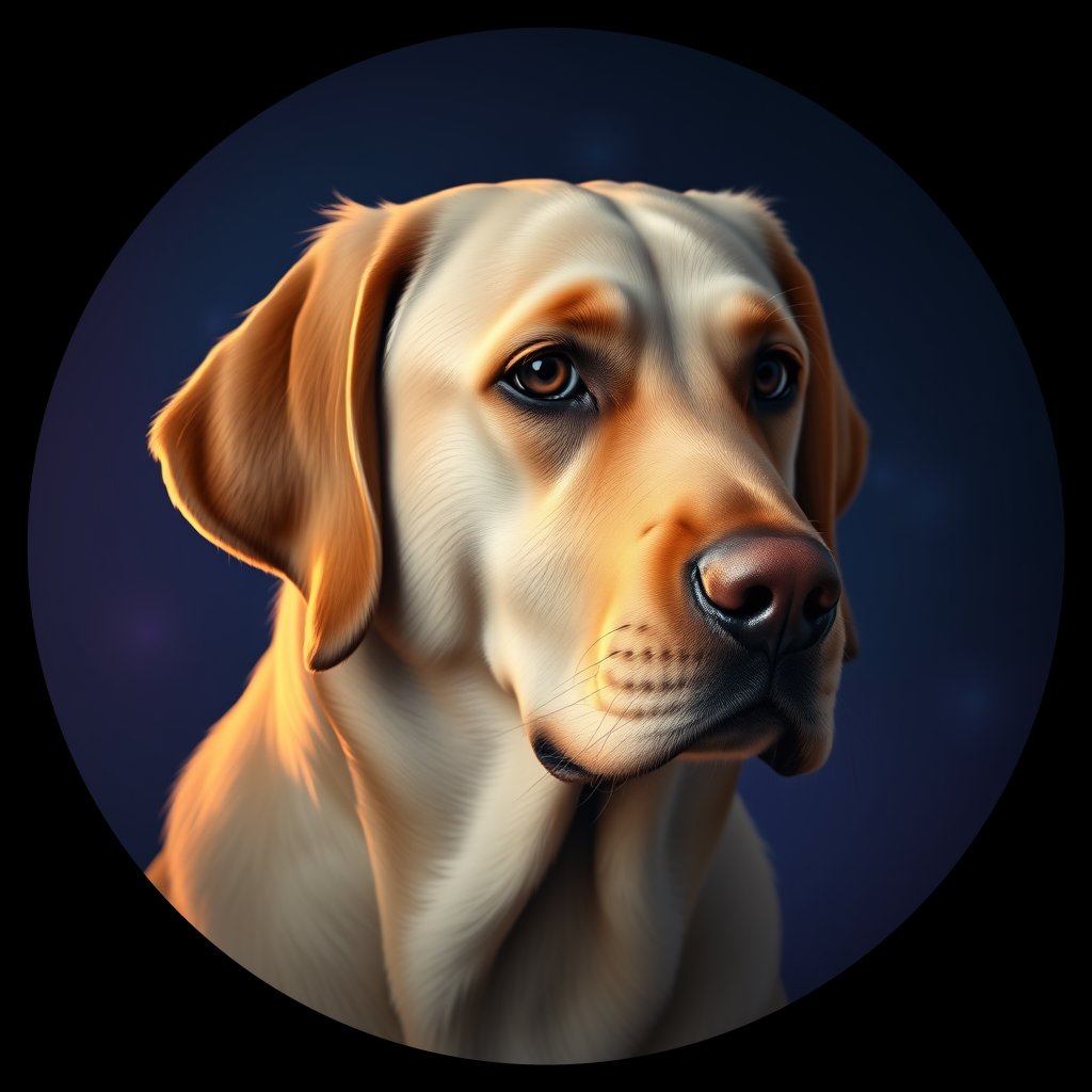 Cosmic medallion portrait of PFZ11A03_PFZ11A03, a Labrador Retriever