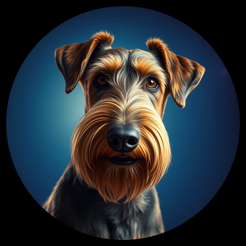 Cosmic medallion portrait of PFZ11A06_PFZ11A06, a Airedale Terrier