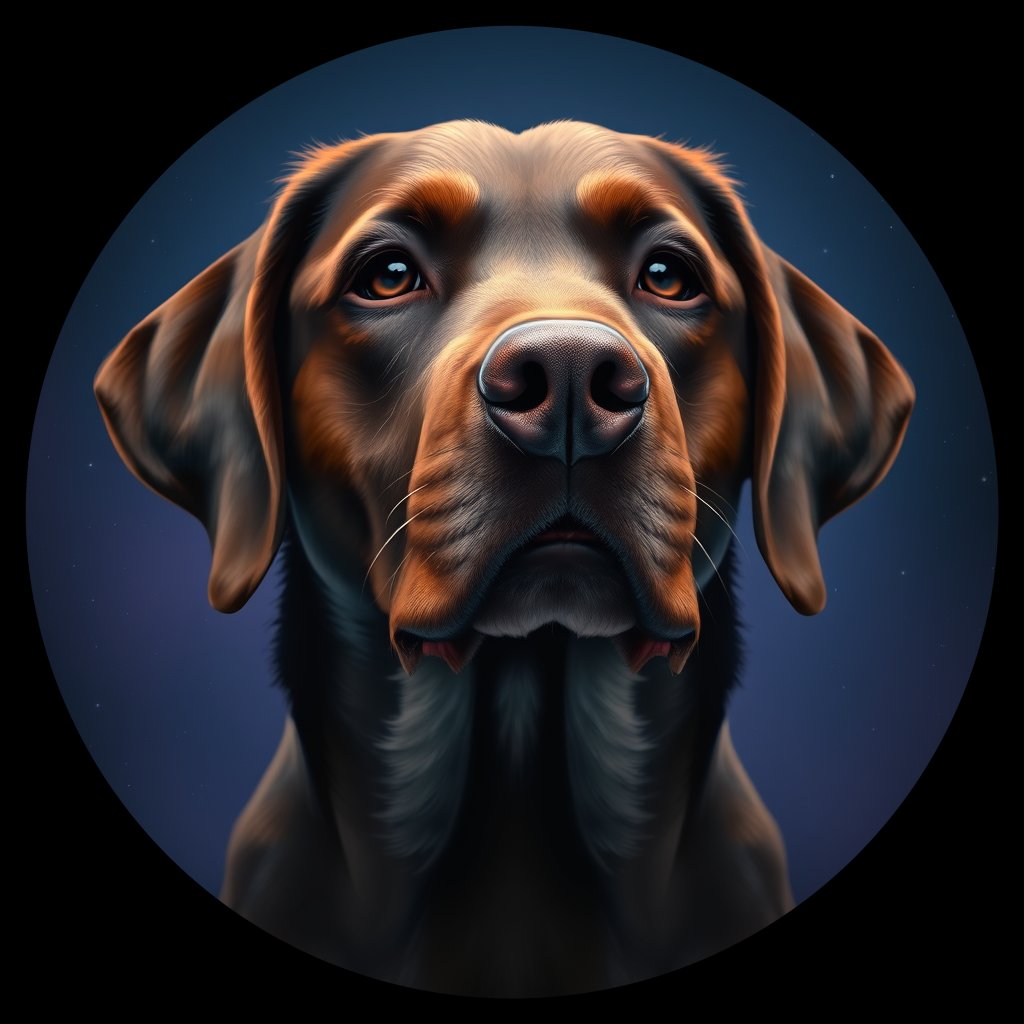 Cosmic medallion portrait of PFZ11A07_PFZ11A07, a Chesapeake Bay Retriever