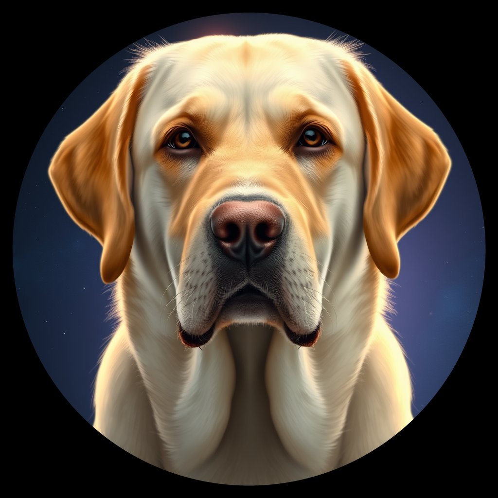 Cosmic medallion portrait of PFZ11A08_PFZ11A08, a Labrador Retriever