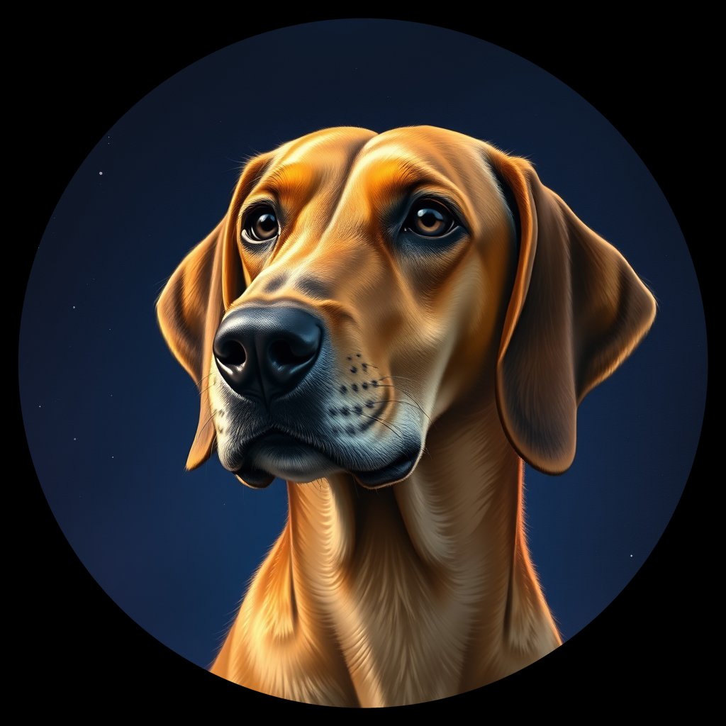 Cosmic medallion portrait of PFZ11A11_PFZ11A11, a Bloodhound