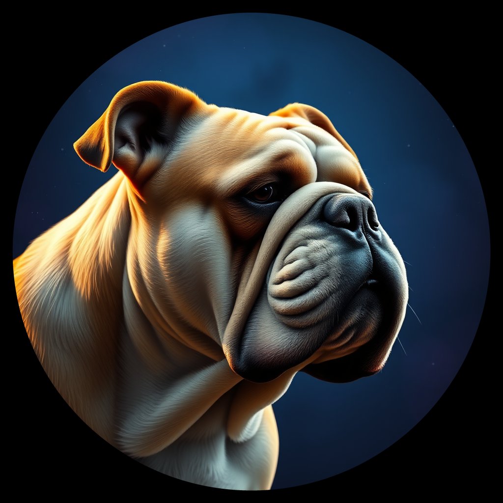 Cosmic medallion portrait of PFZ11A12_PFZ11A12, a Bulldog