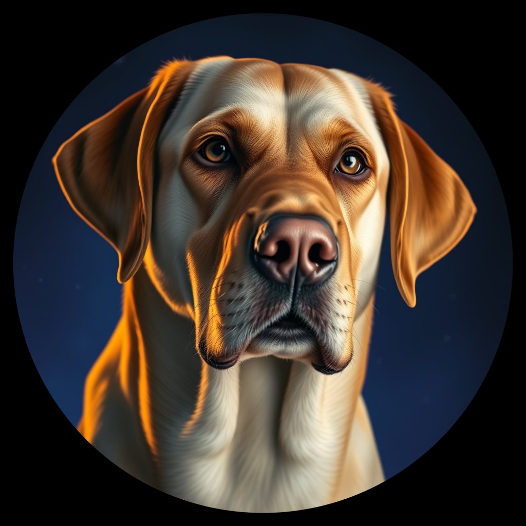 Cosmic medallion portrait of PFZ11B01_PFZ11B01, a Labrador Retriever