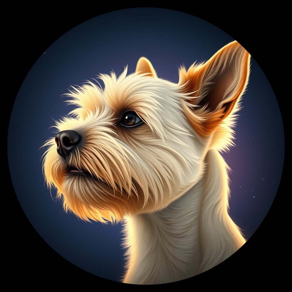 Cosmic medallion portrait of PFZ11B02_PFZ11B02, a Cairn Terrier
