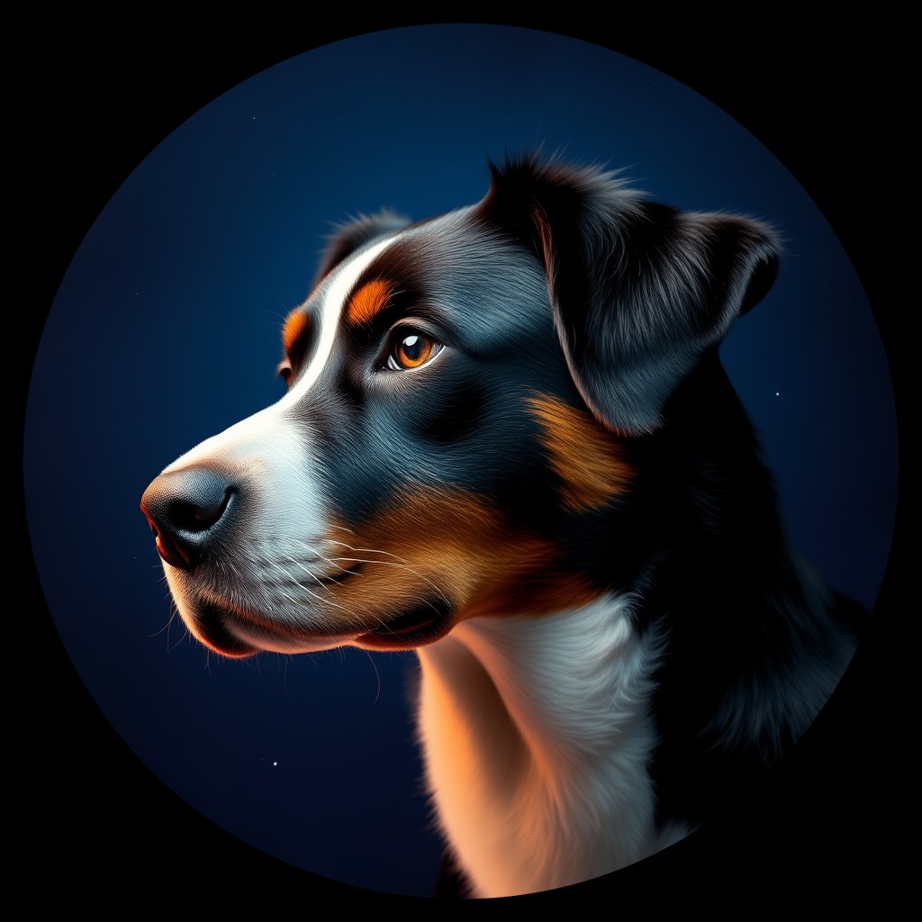 Cosmic medallion portrait of PFZ11B04_PFZ11B04, a Australian Shepherd