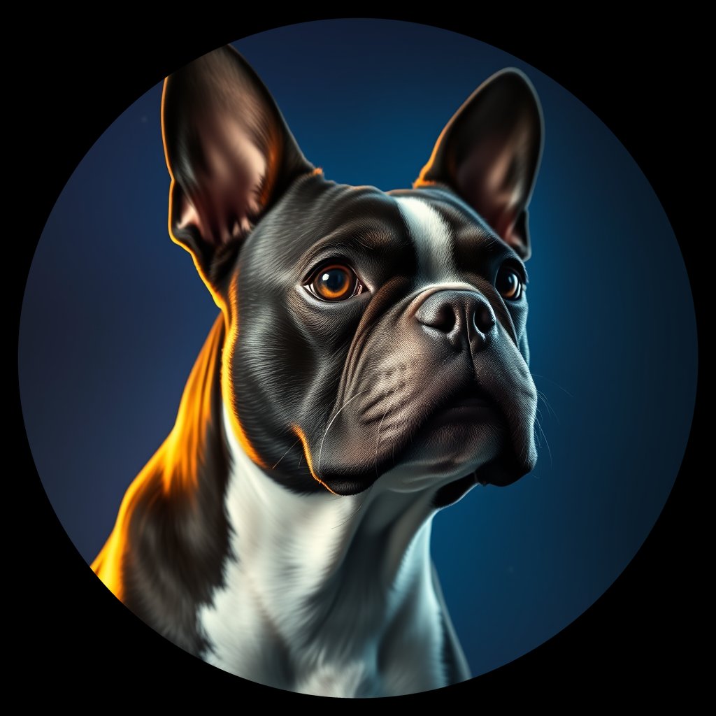 Cosmic medallion portrait of PFZ11B06_PFZ11B06, a Boston Terrier