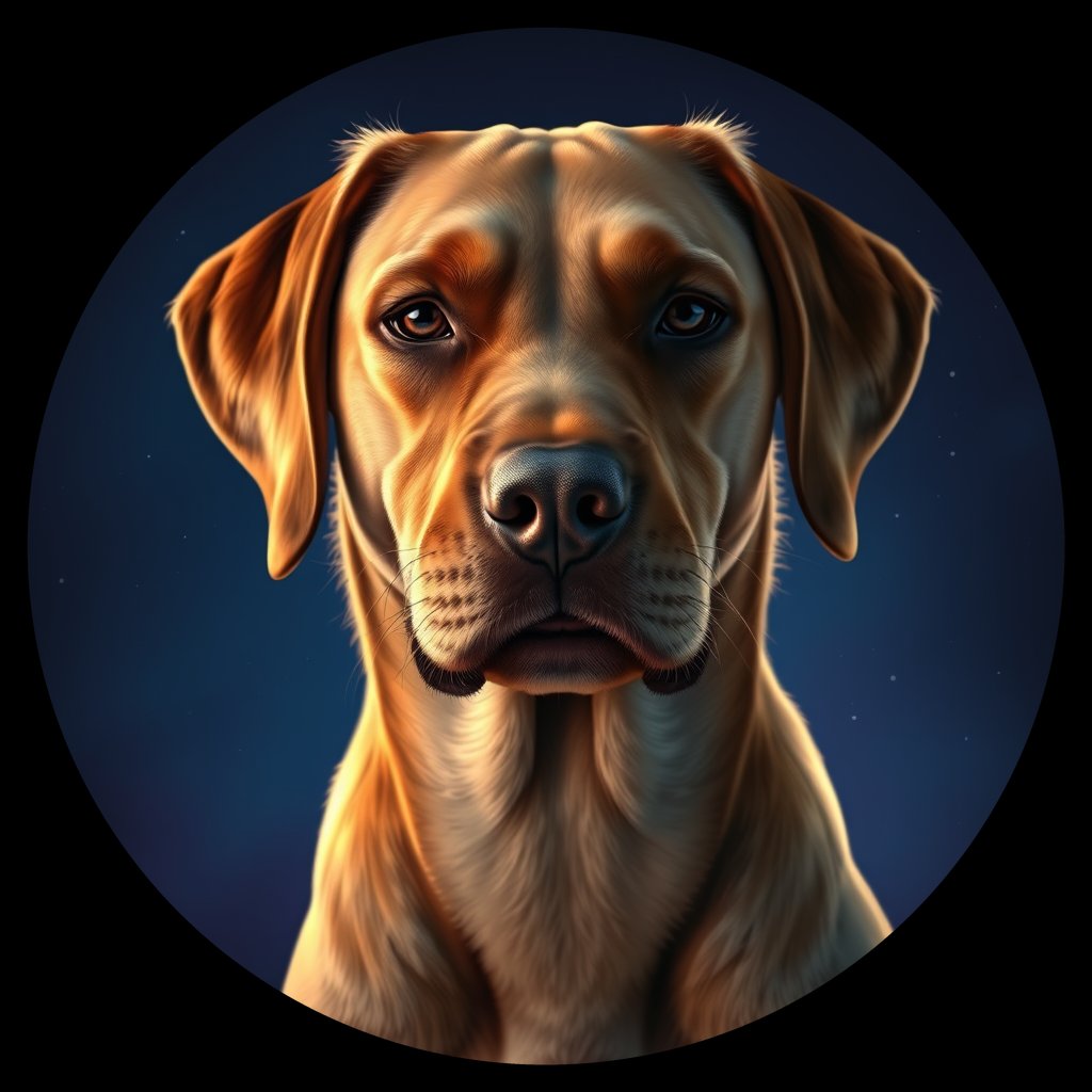 Cosmic medallion portrait of PFZ11B07_PFZ11B07, a Chesapeake Bay Retriever