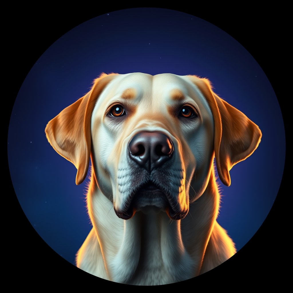 Cosmic medallion portrait of PFZ11B09_PFZ11B09, a Labrador Retriever