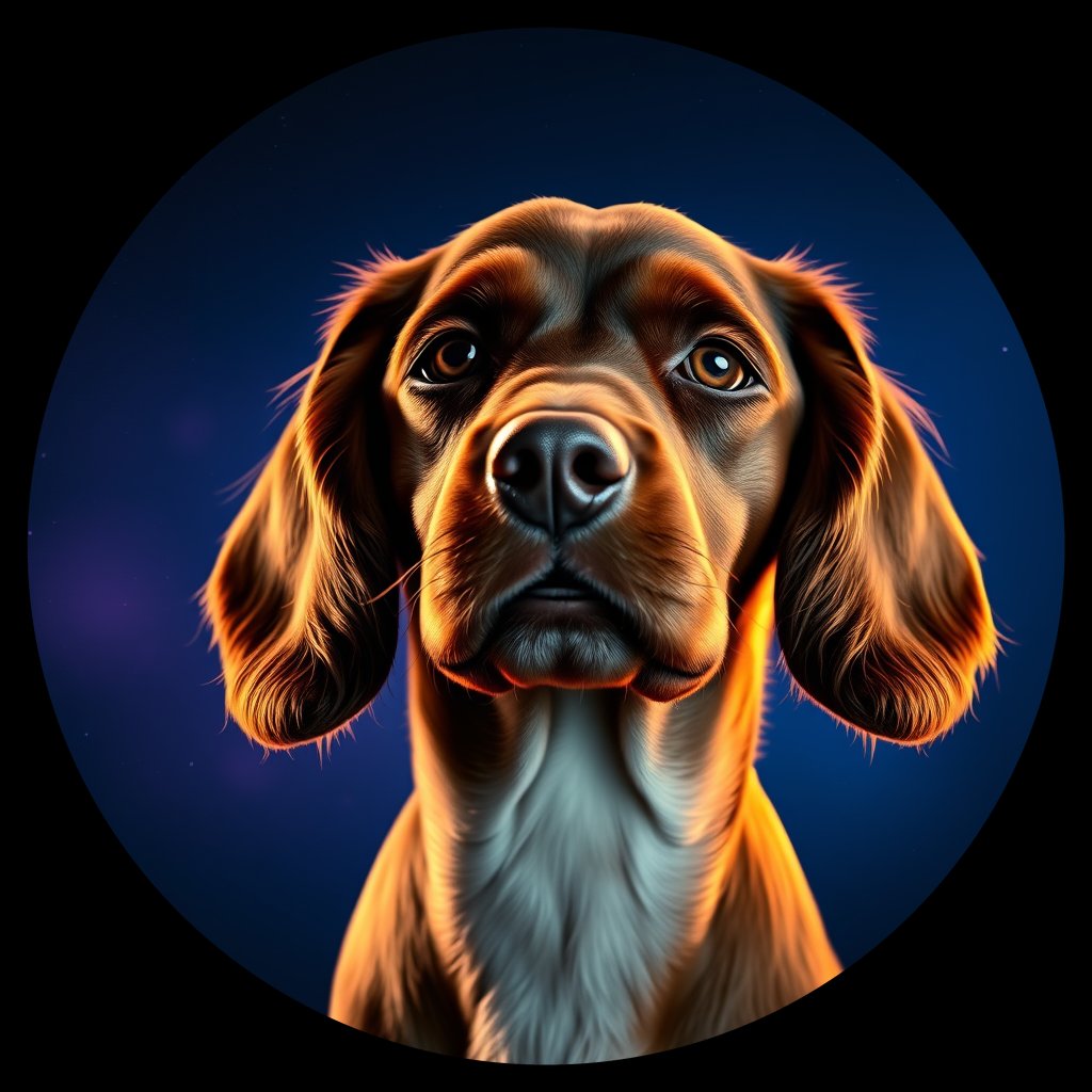 Cosmic medallion portrait of PFZ11B10_PFZ11B10, a English Cocker Spaniel
