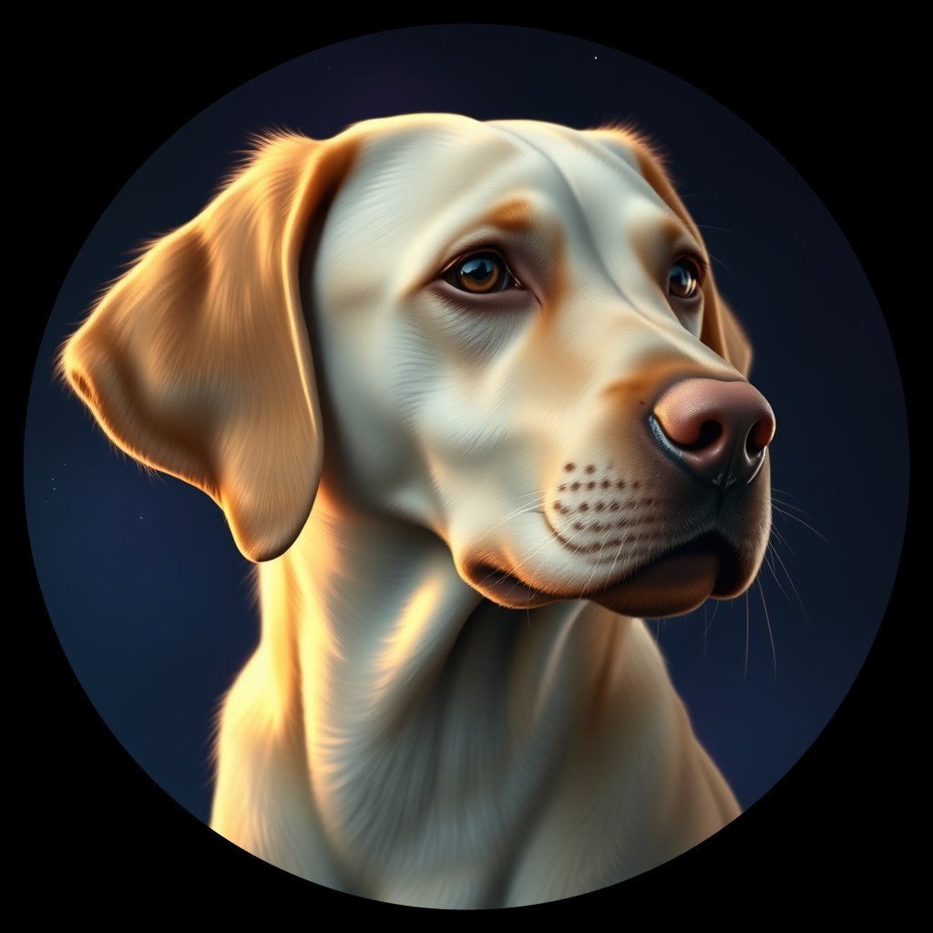 Cosmic medallion portrait of PFZ11B11_PFZ11B11, a Chesapeake Bay Retriever
