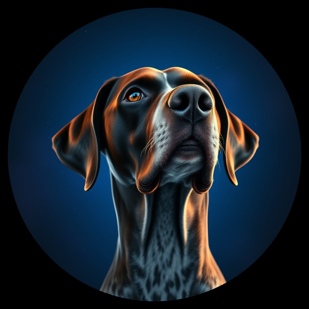 Cosmic medallion portrait of PFZ11B12_PFZ11B12, a German Shorthaired Pointer