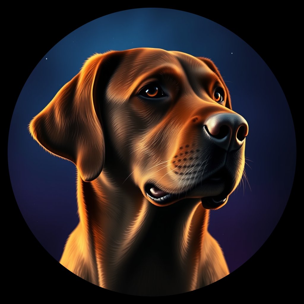 Cosmic medallion portrait of PFZ11C01_PFZ11C01, a Labrador Retriever
