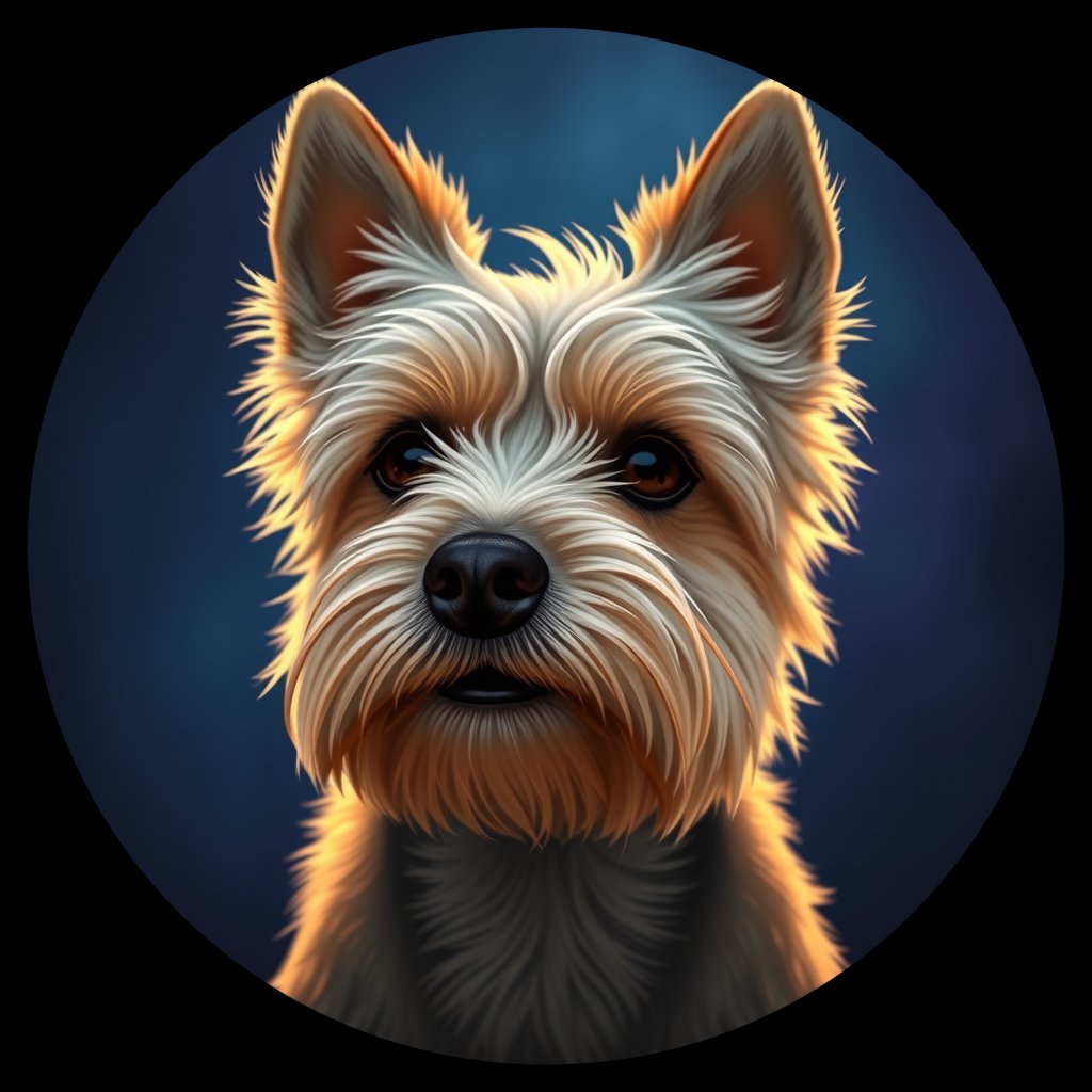 Cosmic medallion portrait of PFZ11C03_PFZ11C03, a Cairn Terrier