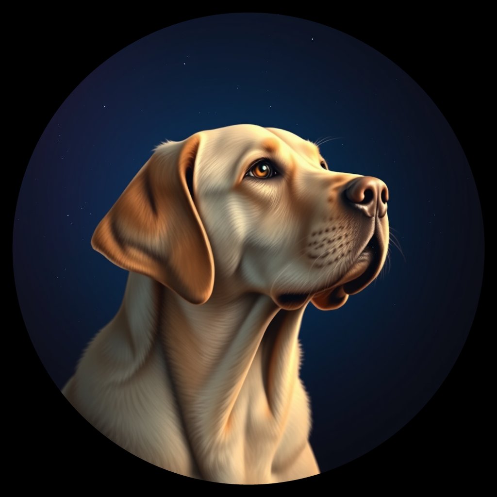 Cosmic medallion portrait of PFZ11C04_PFZ11C04, a Labrador Retriever