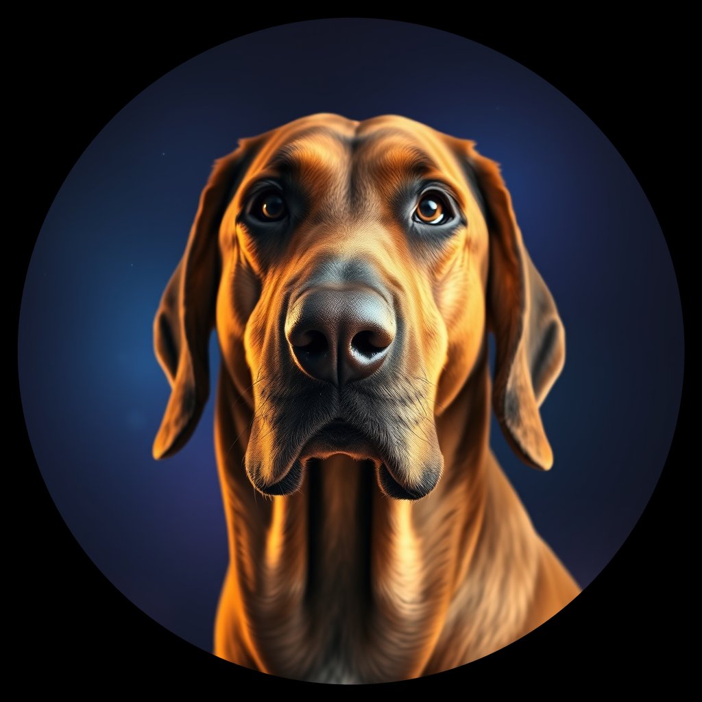 Cosmic medallion portrait of PFZ11C05_PFZ11C05, a Bloodhound