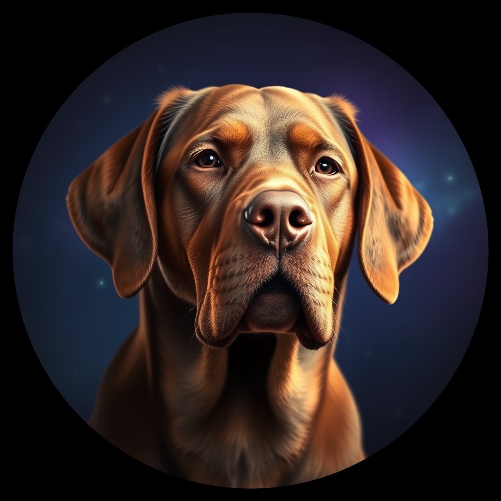 Cosmic medallion portrait of PFZ11C07_PFZ11C07, a Chesapeake Bay Retriever