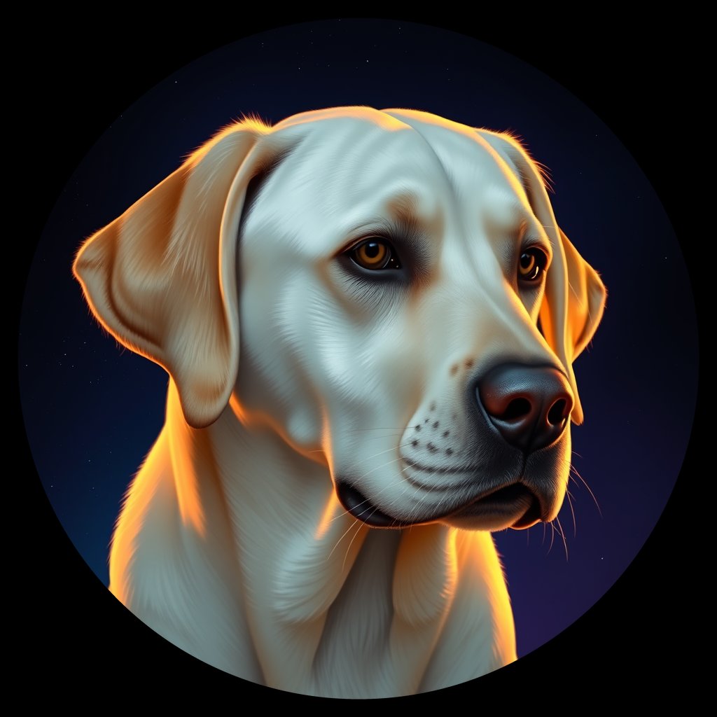 Cosmic medallion portrait of PFZ11C09_PFZ11C09, a Labrador Retriever