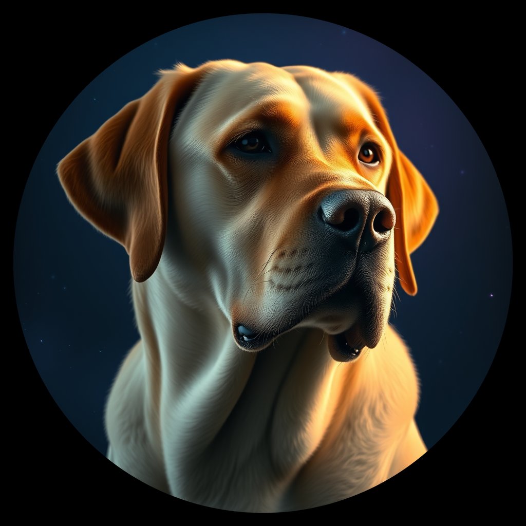 Cosmic medallion portrait of PFZ11D01_PFZ11D01, a Labrador Retriever