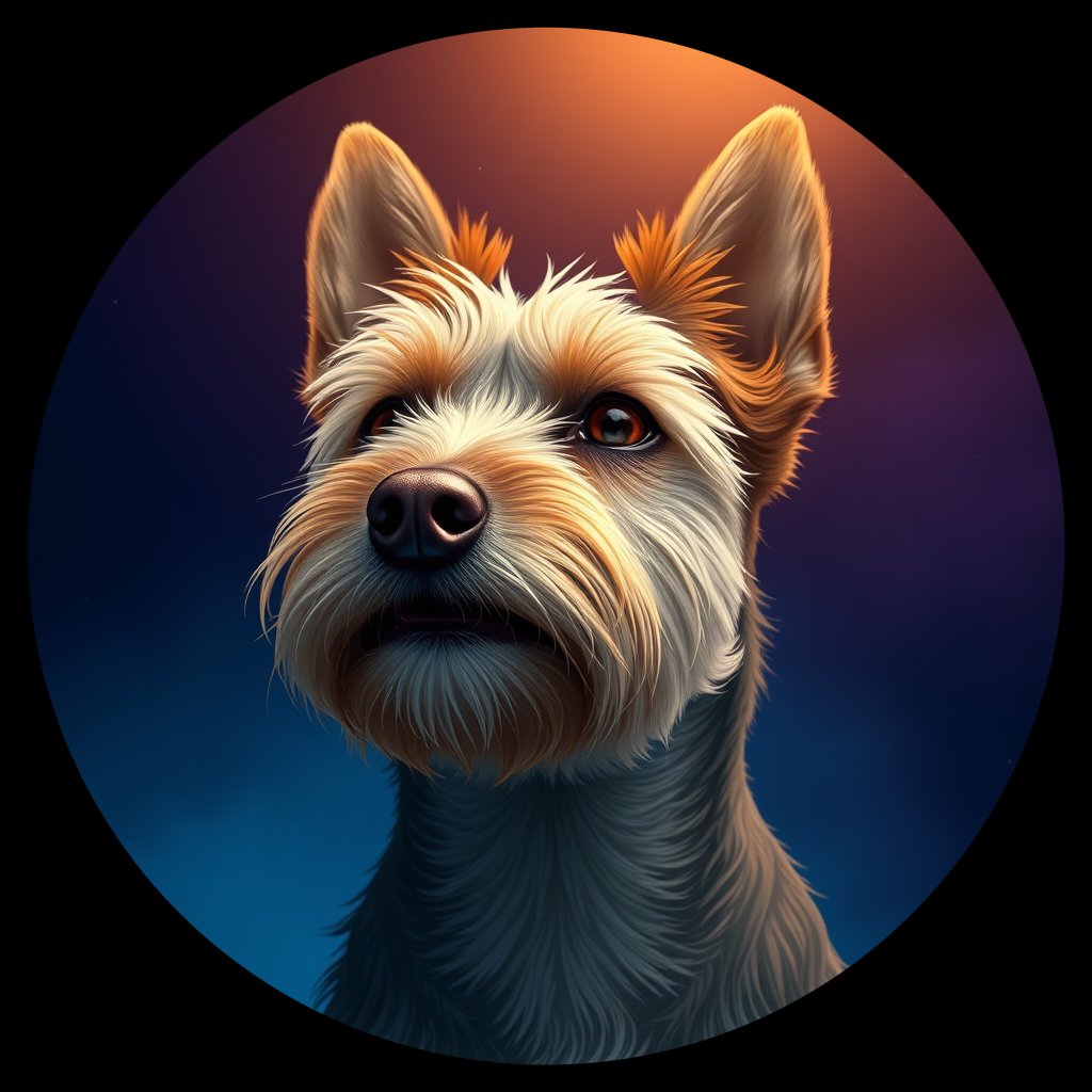 Cosmic medallion portrait of PFZ11D02_PFZ11D02, a Cairn Terrier