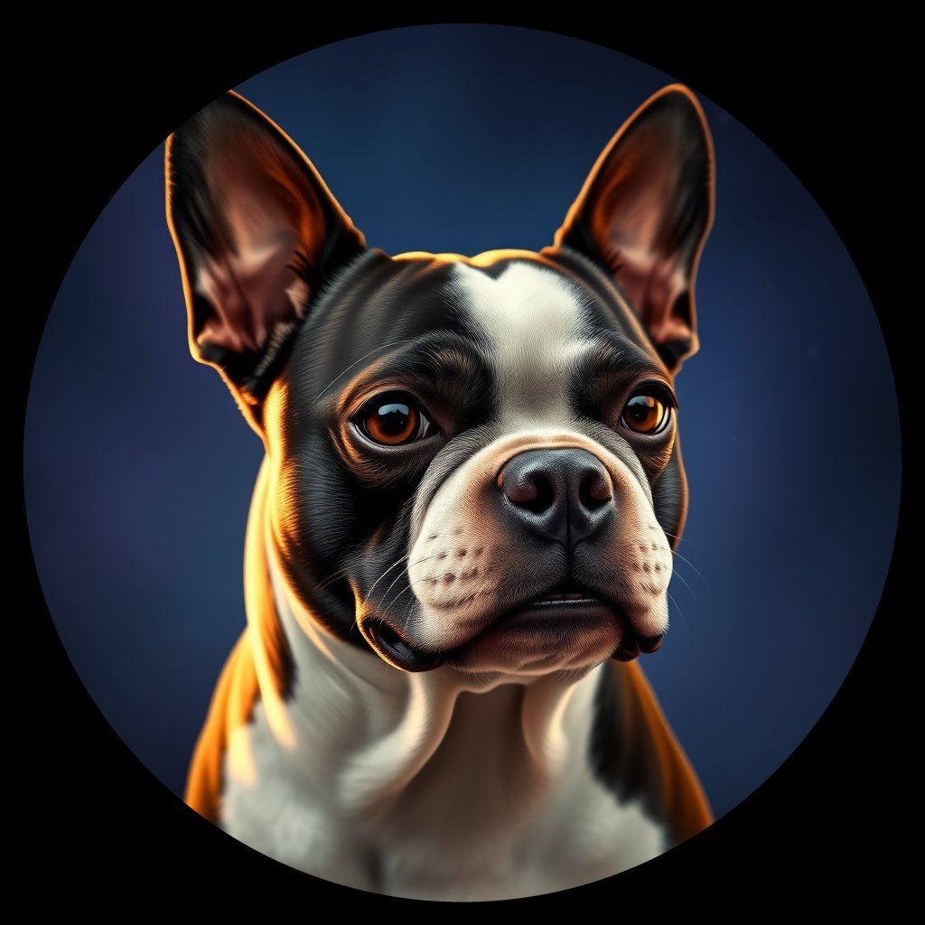 Cosmic medallion portrait of PFZ11D03_PFZ11D03, a Boston Terrier