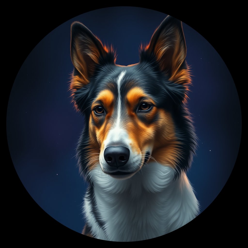 Cosmic medallion portrait of PFZ11D05_PFZ11D05, a Collie