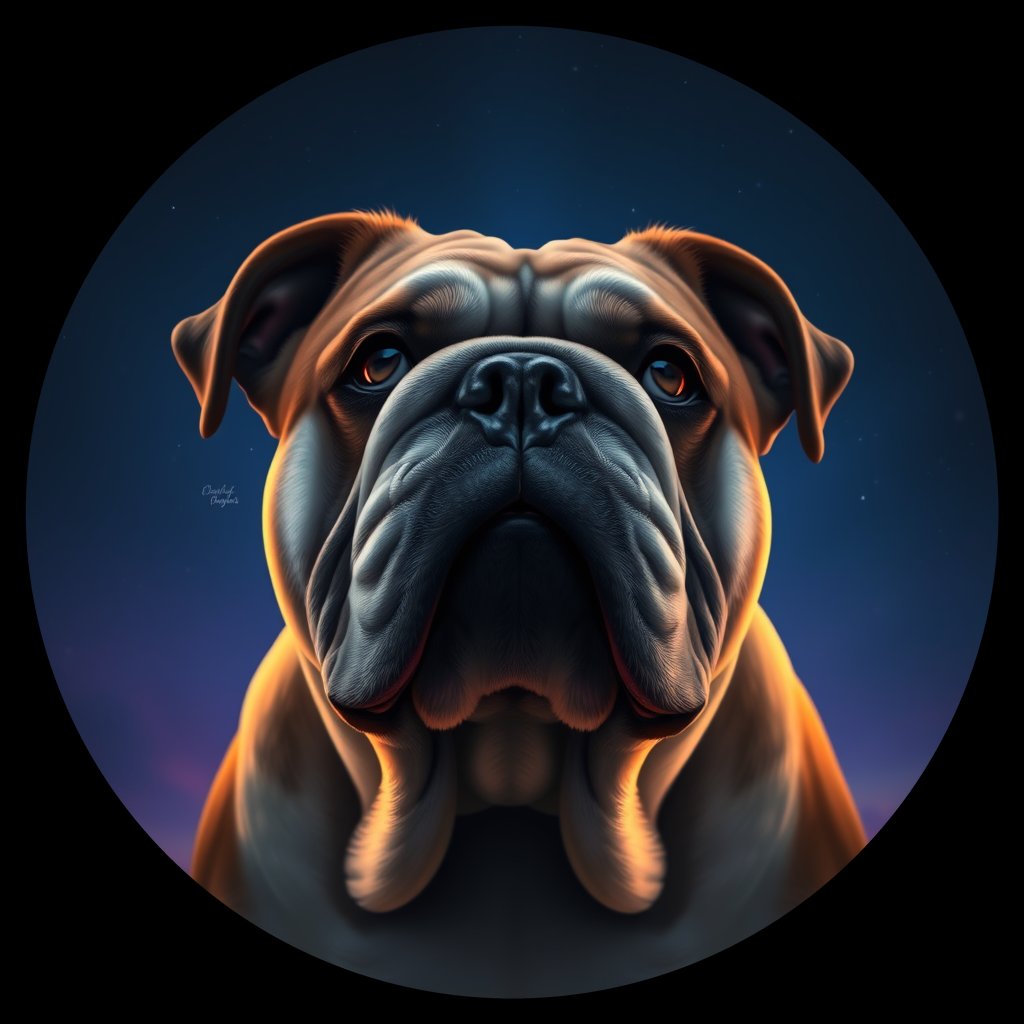Cosmic medallion portrait of PFZ11D06_PFZ11D06, a Bulldog