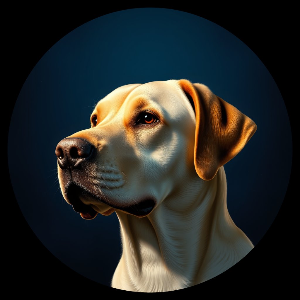 Cosmic medallion portrait of PFZ11D07_PFZ11D07, a Labrador Retriever