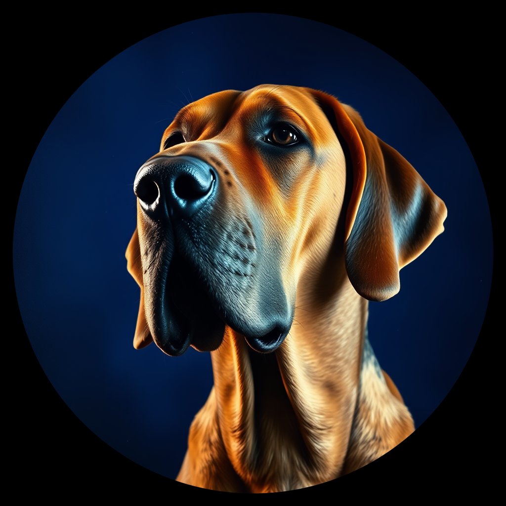 Cosmic medallion portrait of PFZ11D09_PFZ11D09, a Bloodhound