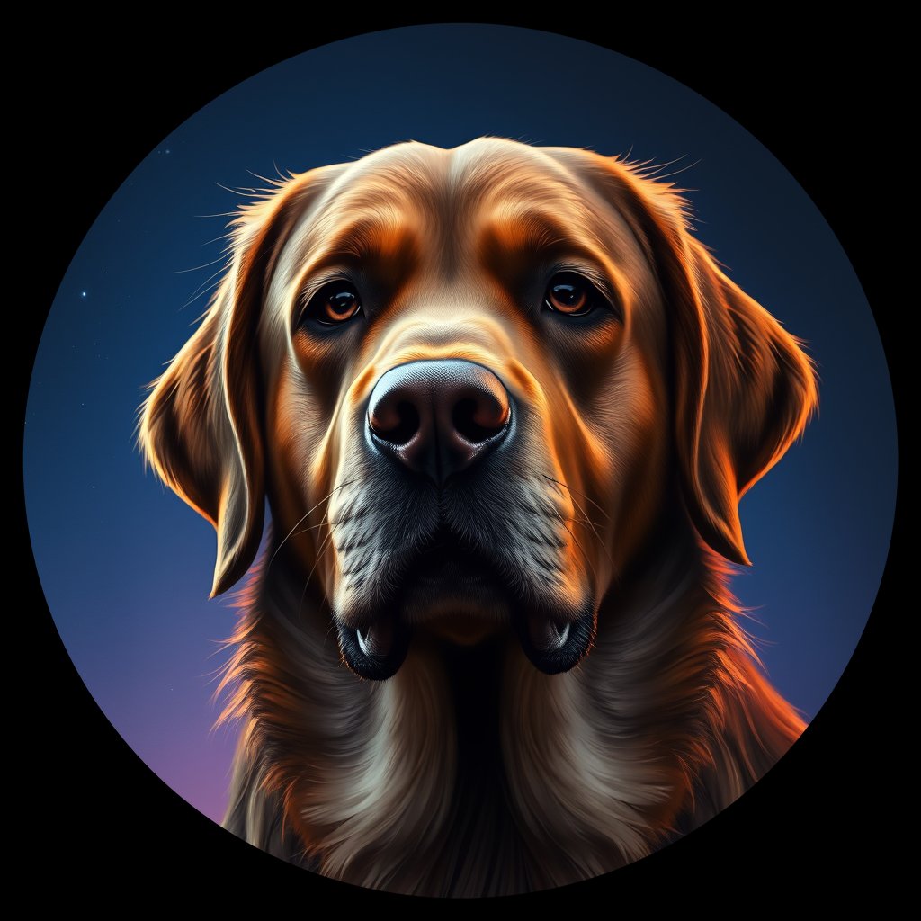 Cosmic medallion portrait of PFZ11E01_PFZ11E01, a Labrador Retriever