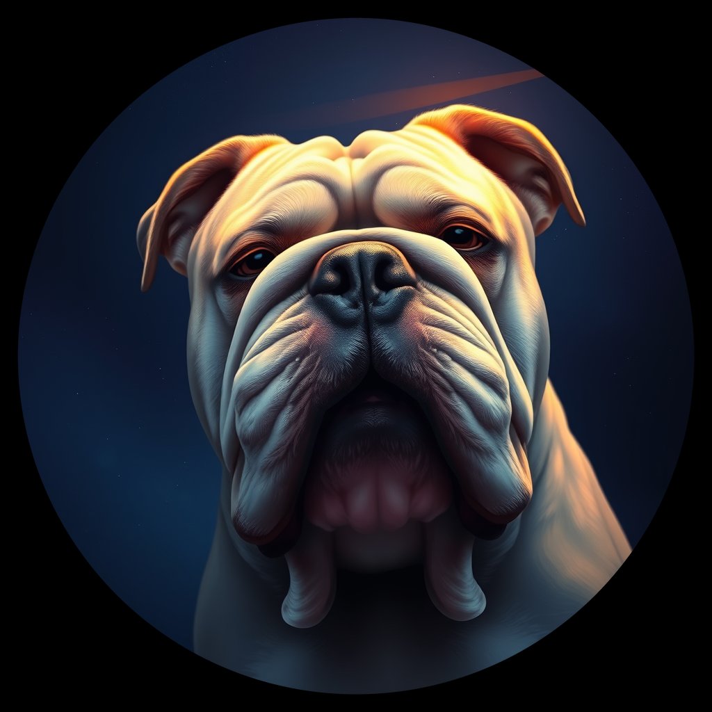 Cosmic medallion portrait of PFZ11E03_PFZ11E03, a Bulldog